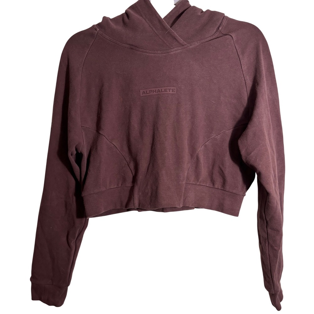 Alphalete Women's Identity Cropped Hoodie in Brownish-Purple‎ Size Medium
